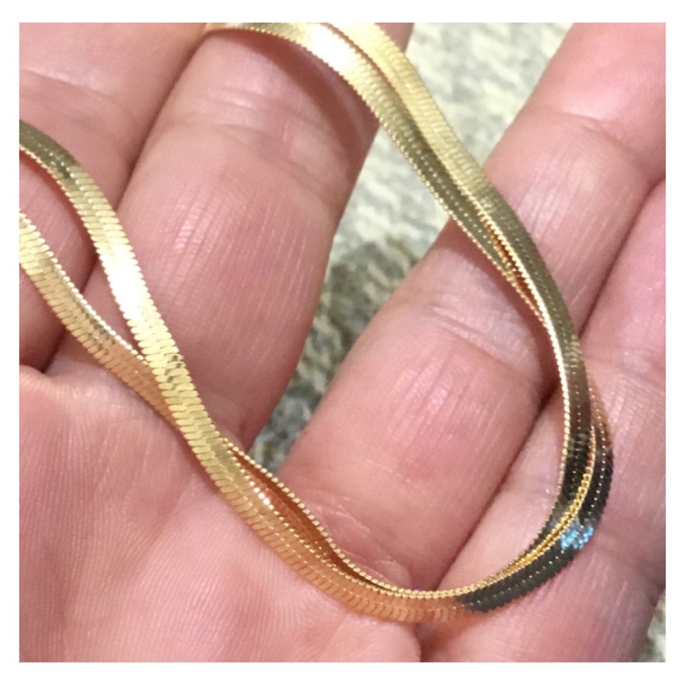 New! Dual Gold Herring Bone Chain Anklet